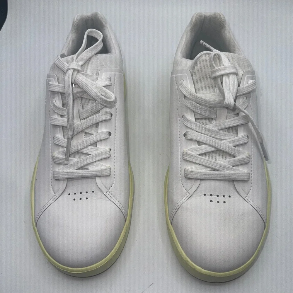 On Cloud THE ROGER Advantage Men 7.5 Sneakers White Hay Yellow Walking Shoes EUC